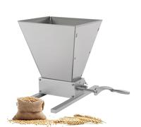 Manual Malt Crusher, Stainless Steel Grain Grinder, Adjustable Roller Spacing, Large Capacity 4l Hopper, Electric Drill Compatible Grinding