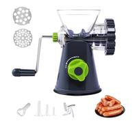 Manual Meat Grinder, 6-in-1 Meat Mincer Mincer Machine with Powerful Suction Base Versatile Sausage Maker Machine for Beef Mince Vegetables Pepper (Grey)