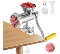 Manual Meat Grinder, Aluminum Alloy Sausage Filling Machine with Wooden Handle, Heavy Duty Manual Meat Mincer for Meat, Vegetable, Noodles, Pepper