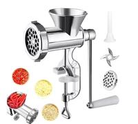 Manual Meat Grinder - Aluminum Manual Food Mill Device, Heavy Duty Cast Iron Hand Meat Grinder With Steel Table Clamp, 3 Sausage Tubes For Mushroom Mushroom