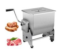 Manual Meat Mixer with Stainless Steel Construction, Thick Crank Handle & Bearing Design for Efficient Sausage Marination and Meat Processing