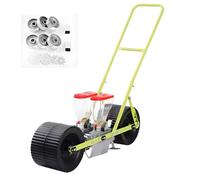Manual Metal Precision Vegetable Seeder, Hand Push Garden Seed Planter with Adjustable Depth & Row Spacing, Farm Planting Tool for Corn, Carrot, Beet & Greens 2 lines