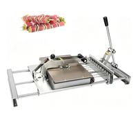 Manual Mutton Skewer Machine, 8/12 Hole Stainless Steel Kebab Tool with Anti-Slip Baffle and Adjustable Structure for Bamboo and Steel Skewers