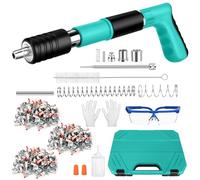 Manual Nail Gun with 300 Round Nails, 5 Gears Adjustable Nail Gun, Nail Gun for Steel & Concrete, Portable and Low Noise, Protective Equipment Included (Safety Glasses, Gloves)