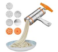 Manual Noodle Pressing Machines - Stainless Steel Manual Pasta Making Machine | Quick Press Pasta Machine With Manual Crank And 7 Noodle Mold - Spaghetti Making Machine
