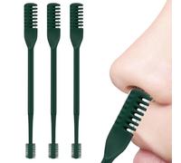 Manual Nose Hair Trimmer, Double-Headed 360° Rotating Grooming Tool, 3-Piece Stainless Steel Clippers Set for Women, Men, Personal Care, Travel, Daily Hygiene Use, 9.2 x 1 x 0.3 cm, Yellow Green Dark
