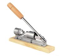 Manual Nutcracker Heavy Duty Adjustable Nut Cracking Tool with Lever Design for Pecans Walnuts Hazelnuts Almonds Brazil Nuts, Solid Steel Frame and Wooden Base for Home Kitchen Use, Sil