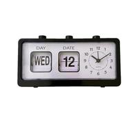 Manual Page-flipping Calendar Clock,Vintage Mechanical Alarm Clock with Calendar Date Day Time Display(Black)
