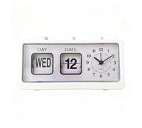 Manual Page-flipping Calendar Clock,Vintage Mechanical Alarm Clock with Calendar Date Day Time Display(White)