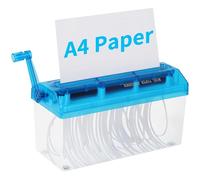 Manual Paper Shredder A4 Paper Straight Cutting Tool Capacity 3L | Uncle Paul Portable Mini Paper Grinder for Folded A2 Files Home Office Desktop Supplies Transparent Blue OF02BL