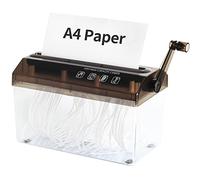 Manual Paper Shredder - A4 Paper Straight Cutting Tool Portable Mini Paper Grinder Capacity 3L for Folded A2 Files Documents Home Office Desktop Supplies Transparent Black OF02BK