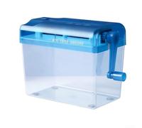 Manual Paper Shredder | Hand-Cranked Portable Desktop Shredder for Home Office School | For A6 Size Strip Cut | ABS Tear-Resistant with Transparent Bin | Black Blue Pink(blue)