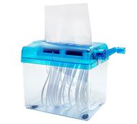 Manual Paper Shredder, Uooker Portable Mini Hand Cut Paper Shredders Home Use, A6 Paper Documents Handmade Cutting Tool, Small Shredder Office Home School Desktop Stationery Blue, Blue, Transparent