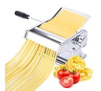 Manual Pasta Machine, Professional Pasta & Noodle Maker, Stainless Steel, 9 Adjustment Settings, Two Cutters for Spaghetti, Fettuccini, Lasagna, Dumpling Skins