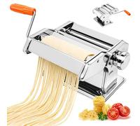 Manual Pasta Maker, 3-in-1 Stainless Steel Professional Machine Cutter with 9 Thickness Settings and 180 Aluminium Alloy Pasta Roller 3 Cut Press Blade for Fresh Pasta/Lasagne/Spaghetti/Dumpling Skins