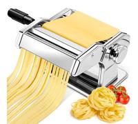 Manual Pasta Maker Machine, Stainless Steel Pasta Roller and Cutter with 7 Adjustable Thickness Settings, Dual Width Noodle Maker for Pasta,