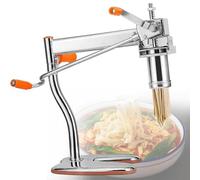 Manual Pasta Maker with 10 Noodle Moulds, Stainless Steel Pasta Press for Homemade Spaghetti and Pasta, Kitchen Essential for Fresh Noodle Making