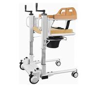 Manual Patient Lift Transfer Lifter for Home w/180° Split Seat and Bedpan 5 in 1 Portable Transport Bathroom Wheelchair for The Elderly Adjustable Height 40-60cm