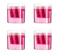 Manual Pencil Sharpener with Cover Dual Hole Pencil Sharpener Manual for Kids Students School Home & Offices (Pinkx4)