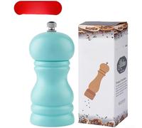 Manual Pepper Grinder 4 Inch Solid Wood Kitchen Spice Mill with Adjustable Coarseness, Portable Hand Crank Mill for Freshly Ground Pepper, Pink(Nordic Green)