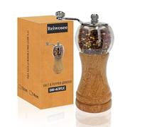 Manual Pepper Grinder Set, 1PCS-6in Classic Hand Shake Pepper Mill or Salt Grinder, Salt and Pepper Grinder, Healthy Ep Materials Acrylic and Wood, Ceramic Blades Adjustable Coarse Mill.