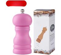 Manual Pepper Grinder with Adjustable Coarseness Settings, Stainless Steel Core, and Solid Rubber Wood Build for Convenient Kitchen Use (Nordic Pink)