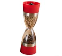 Manual Pepper Grinder with Dual Head Funnel Shape, Adjustable Grinding from Fine to Coarse, Made of Stainless Steel with a Low Content Visual Indicator and Easy Refill Method (Red)