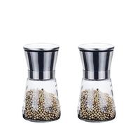 Manual Pepper Salt Grinder Sets with Adjustable Coarseness Stainless Steel Glass Body Refillable Spice Mills for Chef BBQ Party Daily Meals
