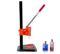 Manual perfume capping machine, 13-15 mm handle, stainless steel, height-adjustable, hand-operated capper for perfume bottles and essential oils, plastic caps, blue