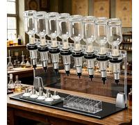 Manual Perfume Dispenser with 200ml Glass Bottles, Adjustable Pump Heads, Testing Cups, and Acrylic Display Rack - Ideal for Perfume Stores, Labs, and Bars