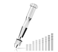 Manual Pin Vise Hand Drill with 25 Bits, 0.5mm 0.6mm 1.0mm 1.2mm 1.5mm 1.8mm 2.0mm 2.35mm 3.0mm Swivel Head Pin Vise Rotary Craft Drill Bits Set for Jewelry Making, Resin, Wood, Plastic