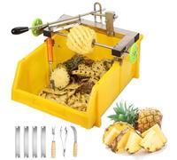 Manual Pineapple Peeling Machine, Adjustable Stand & Spacing 30-36cm, Pineapple Peeler Cutter with 4 Blades & 3 Complete Peeling Tool, Suitable for Supermarkets, Stalls, Restaurants