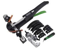 Manual Pipe Bender Set with Tube Cutter and Deburring Tool, 7 Dies for 6-22mm Soft Copper and Brass Pipes, HVAC 90-Degree Bend Tool