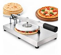 Manual Pizza Dough Press Stainless Steel Commercial Pastry Press Machin | Adjustable Dough Sheeter with 0.3-5cm Thickness Range Non-Stick 15mm Plate and Extended Lever for Kitchens(16cm)