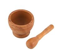 Manual Plastic Garlic Grinder Spices Herbs Mortar Pestle Set Grinding Bowl Kitchen Tool(as shown)(19.00 * 15.00 * 10.00-Wood color)