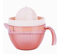 Manual Plastic Orange/Grapefruit Juicer Squeezer, Large Hand Citrus Press with Slots Strainer＆600ml Cup with Spout, BPA-free, Wide 6-Tooth Efficient Reamer Rotary Juice Extractor for Big Lemon Lime