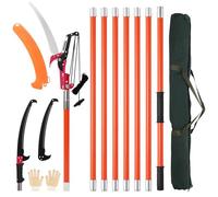 Manual Pole Saw - Adjustable 7.3-27 ft Trimmer with Sharp Steel Blade for Pruning Palm Trees and High Branches