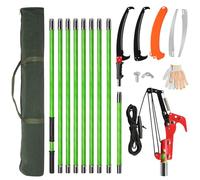 Manual Pole Saw, Long Handle Tree Trimmers Pruner Set, Steel Blade and Scissors Pole Saw for Trimming Palm, Pear Tree, Fir Tree, Other High Trees and Shrubs (30ft)
