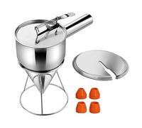 Manual Portioning Funnel for Batter and Sauce Dispensing | Stainless Steel Construction, 1, 200 ML Capacity, Four Interchangeable Nozzles, Pastry and Dessert Preparation