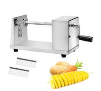 Manual Potato Chips Spiral Cutter, Stainless Steel Tornado Potato Tower Machine with Crank & 2 Extra Blades, 6cm Blade Thickness About 1-2mm, Evenly Sliced for Commercial Household