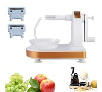 Manual Potato Peeler Fruits and Vegetables Peeling Machine,360° Rotating Hand-Cranked Peeler with Stainless Steel Blades and Suction Base,Multi-Functional Apples, Pear, Potato Cutter & Slicer (White)
