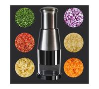 Manual Pressed Chopper,Gourmet Slice Deluxe Chopper,Multifunctional Garlic Chopper, Hand-Pressed Stainless Steel Kitchen Chopper for Smashing Garlic Onion Potato (1 PCS)