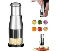 Manual Pressed Chopper, Pressed Garlic Chopper Stainless Steel Hand Food Chopper Garlic Press, Multi-Functional Manual Garlic Press, for Mincing Garlic, Slicing Peppers and Onions (1 Pcs)