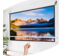 Manual Projector Screen 60-72 Inch, Wall Ceiling Mounted Pull Down Movie Screen, Auto-Locking for Home Cinema, Office Use, 72 Inch (4:3) Format