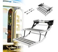 Manual Pull Out Retractable One/Two Step RV Camper Platform Steps,Anti-Slip Stairs, 330Lbs Capacity,Aluminum RV Door Entry Steps for Motorhomes Trailers Trucks DoubleLayer-ElectricWithLight