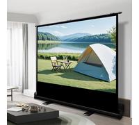 Manual Pull Up Projector Screen, 60-Inch Retractable Floor Standing Screen, 16:9 and 4:3 Aspect Ratios for Home Theater and Presentations