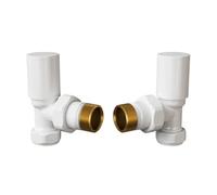 Manual Radiator Valve Round Angled - 15mm x R 1/2" - White