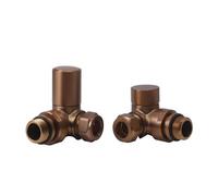 Manual Radiator Valve Round Corner - 15mm x R 1/2" - Brushed Bronze