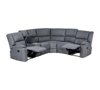 Manual Recliner Corner Sofa 5 Seater ROKKE Fabric Grey Left Hand
