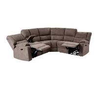 Manual Recliner Corner Sofa ROKKE Fabric Taupe 5 Seater Left Hand